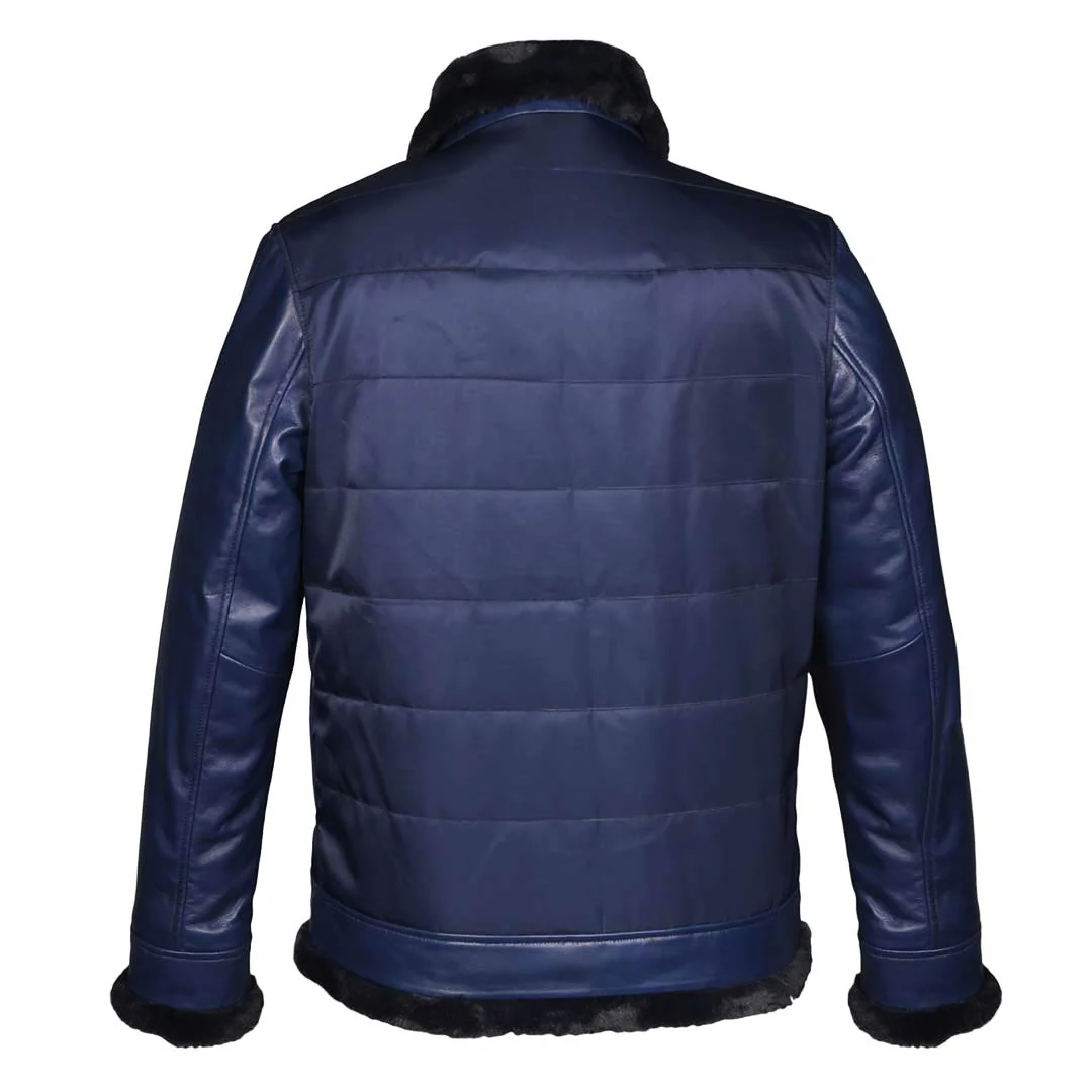 Saint Denis Blue Leather Men's Jackets - Image 5