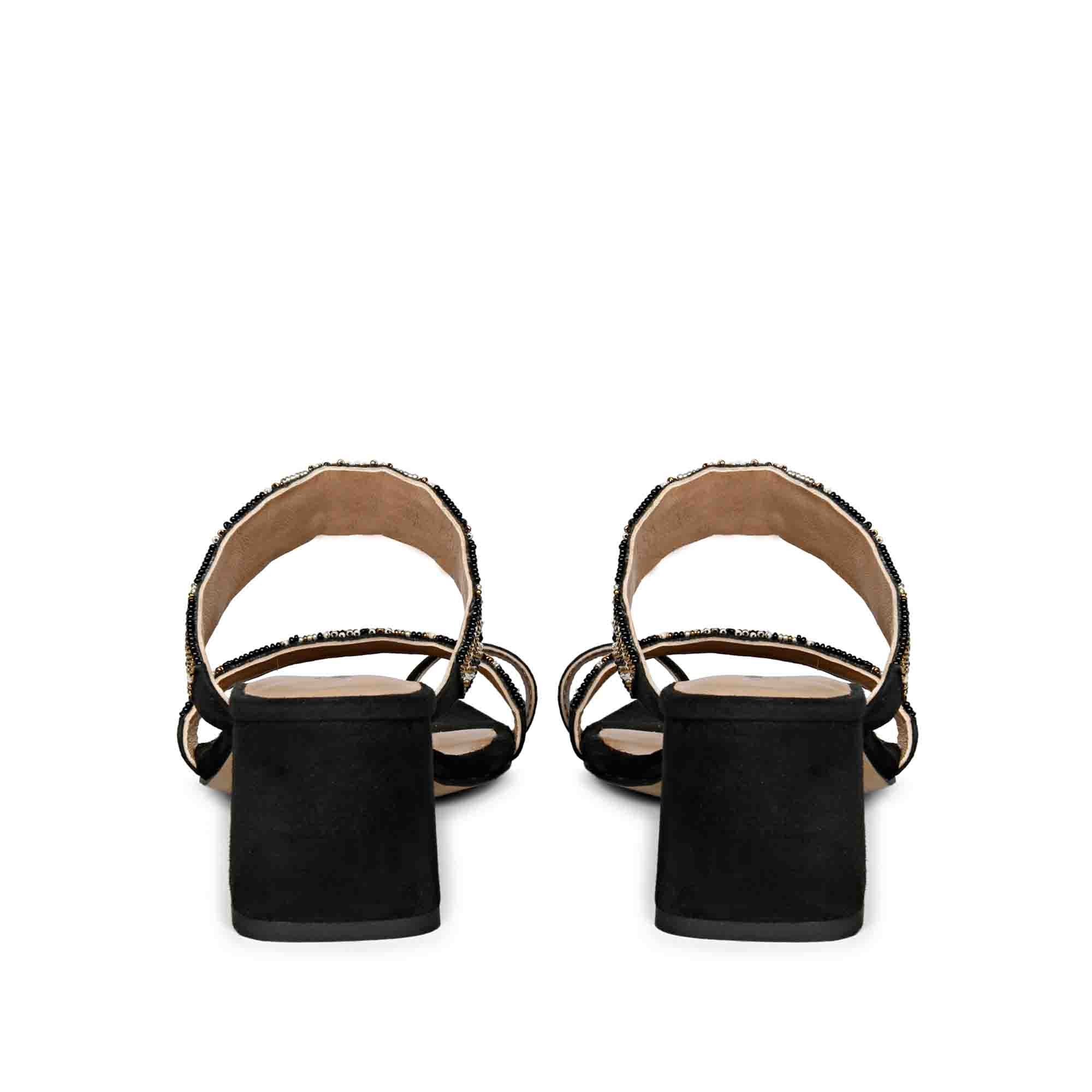 Saint Devlin Hand Embroidered Black Leather Block Heels - Image 6
