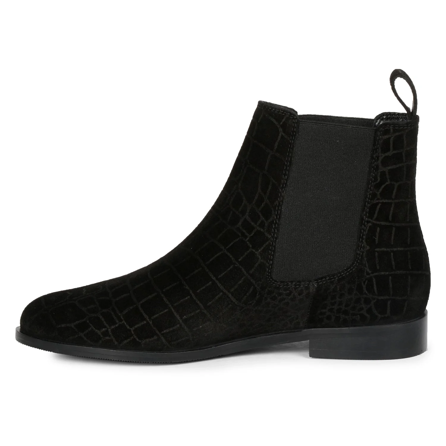 Saint Diane Black Suede Croco Print Leather Ankle Boots - Image 4