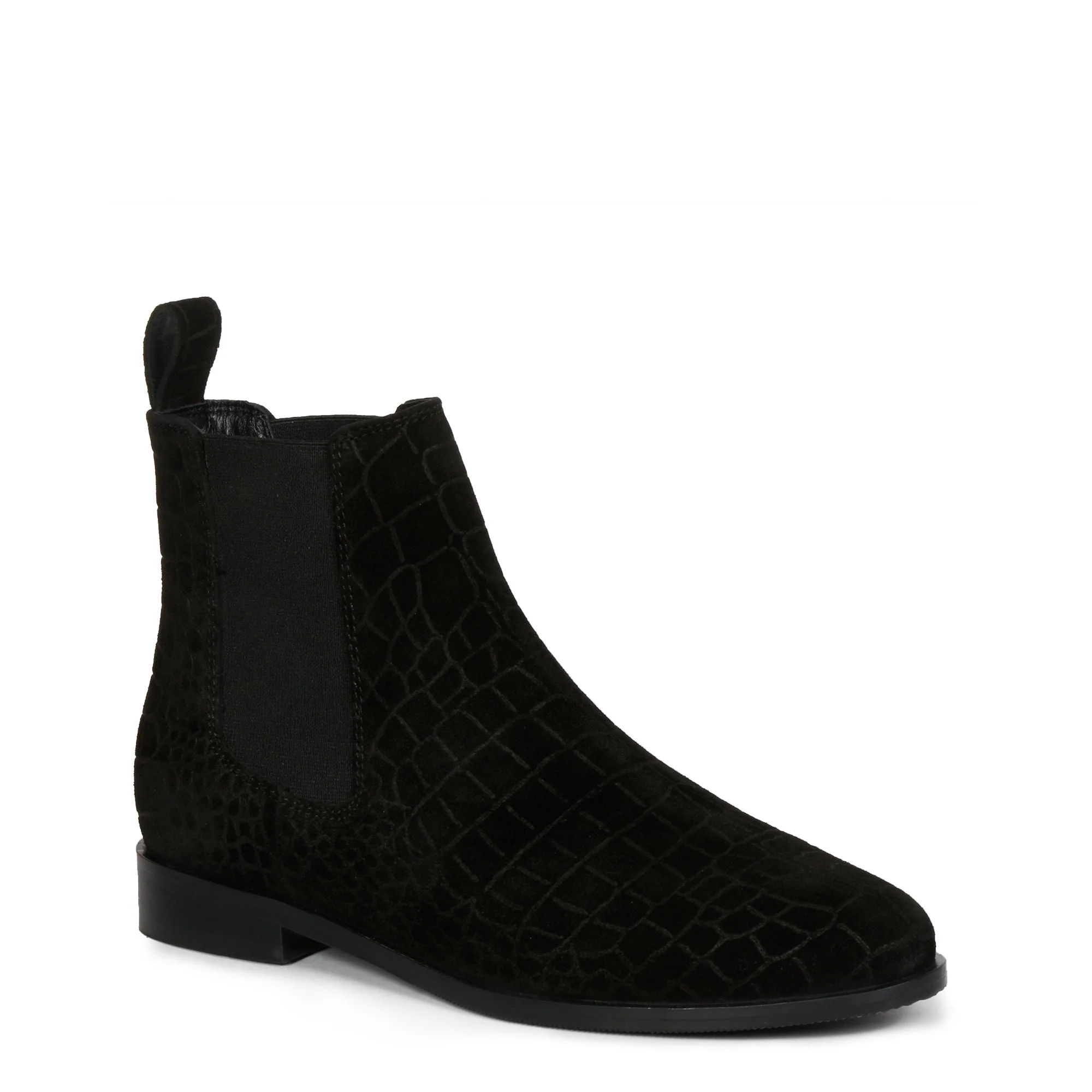Saint Diane Black Suede Croco Print Leather Ankle Boots - Image 5