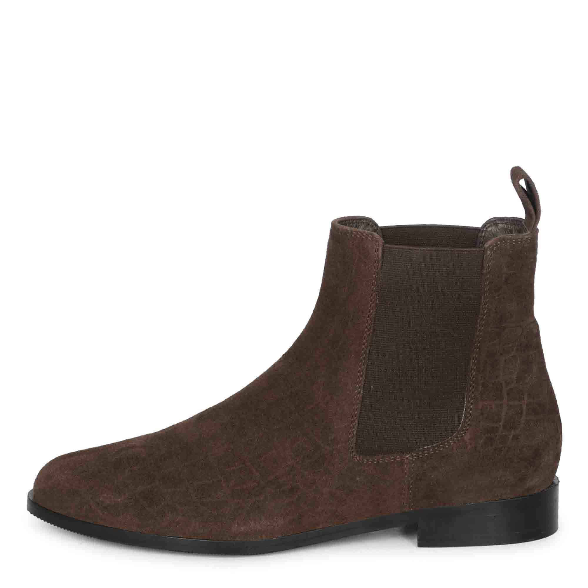 Saint Diane Brown Suede Croco Print Leather Ankle Boots - Image 4