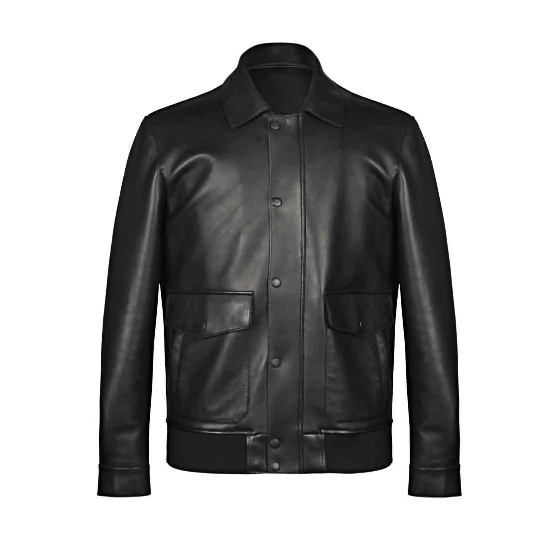 Saint Dion Black Leather Men's Jackets - Image 2