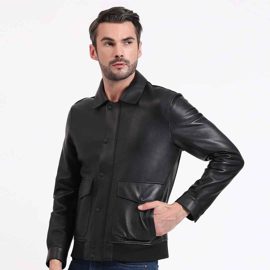 Saint Dion Black Leather Men's Jackets - Image 4