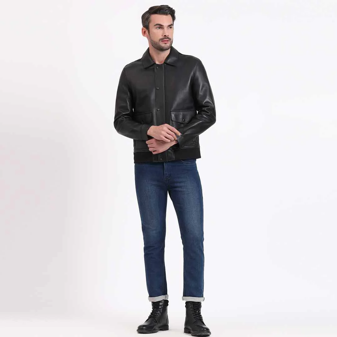 Saint Dion Black Leather Men's Jackets - Image 5