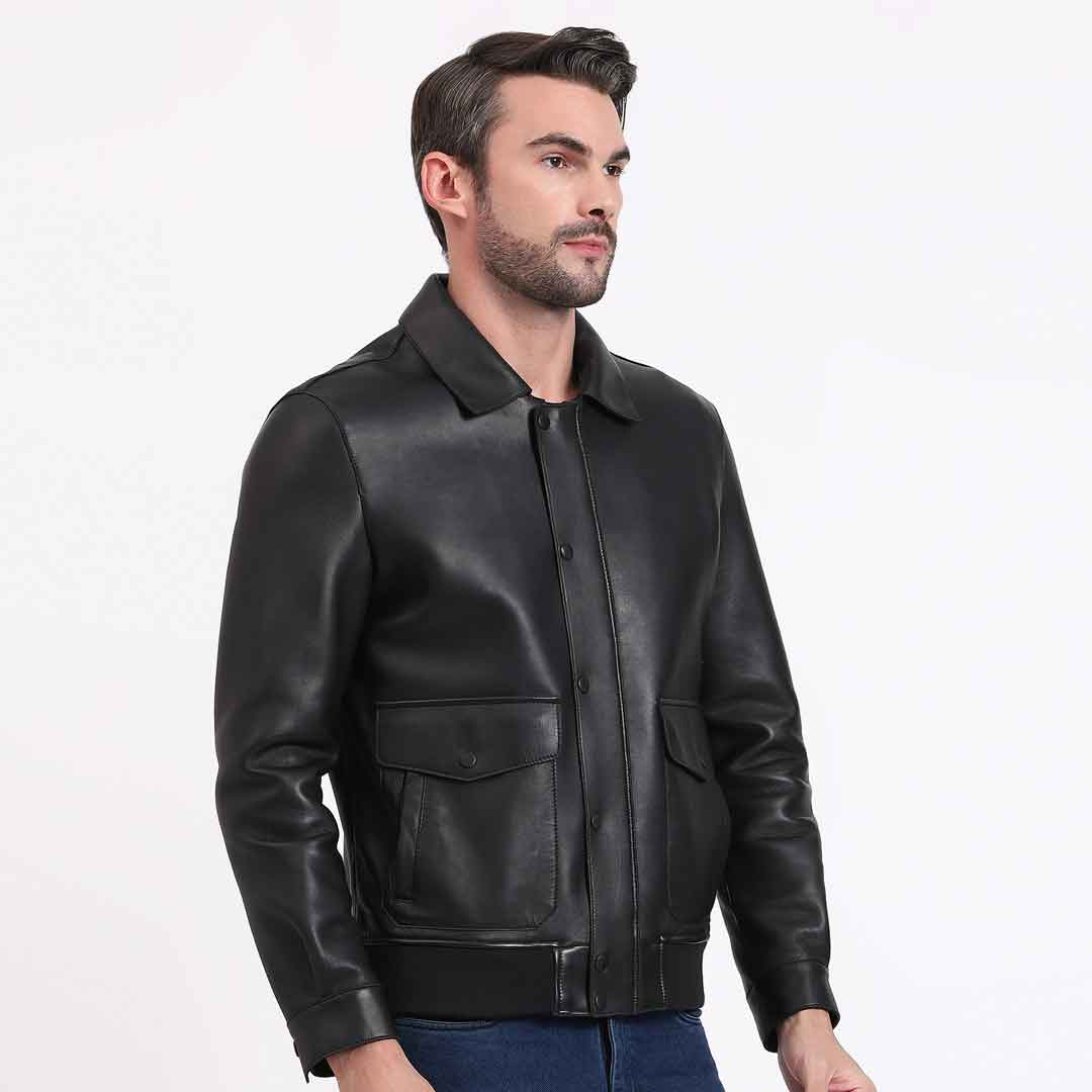 Saint Dion Black Leather Men's Jackets - Image 6