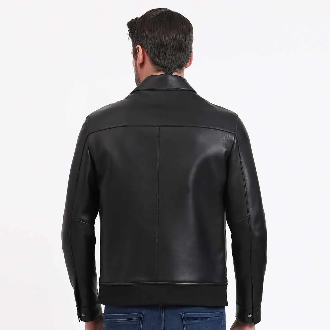 Saint Dion Black Leather Men's Jackets - Image 7
