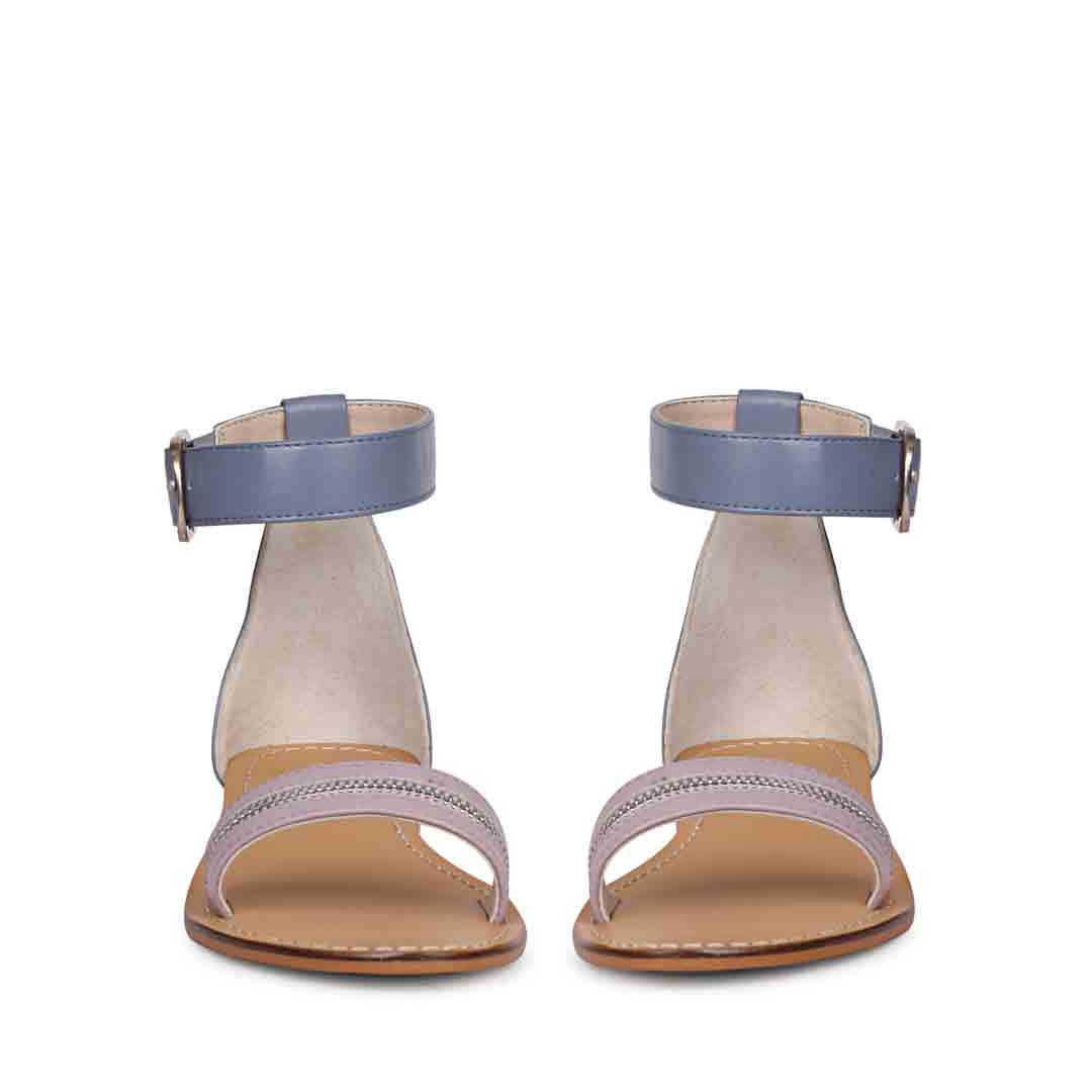 Saint Donelle Zip Decor Lilac Leather Sandals - Image 4