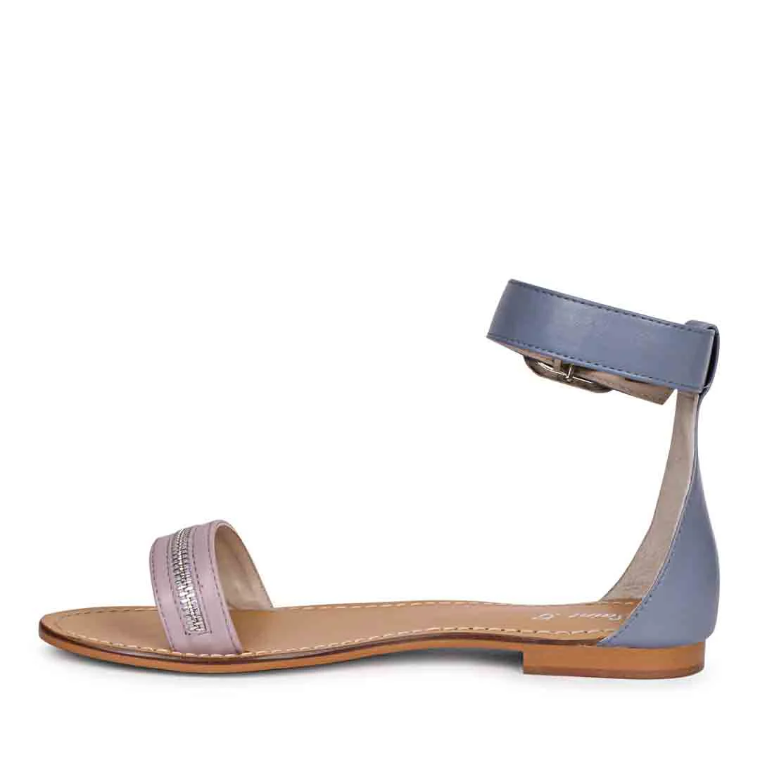 Saint Donelle Zip Decor Lilac Leather Sandals - Image 5