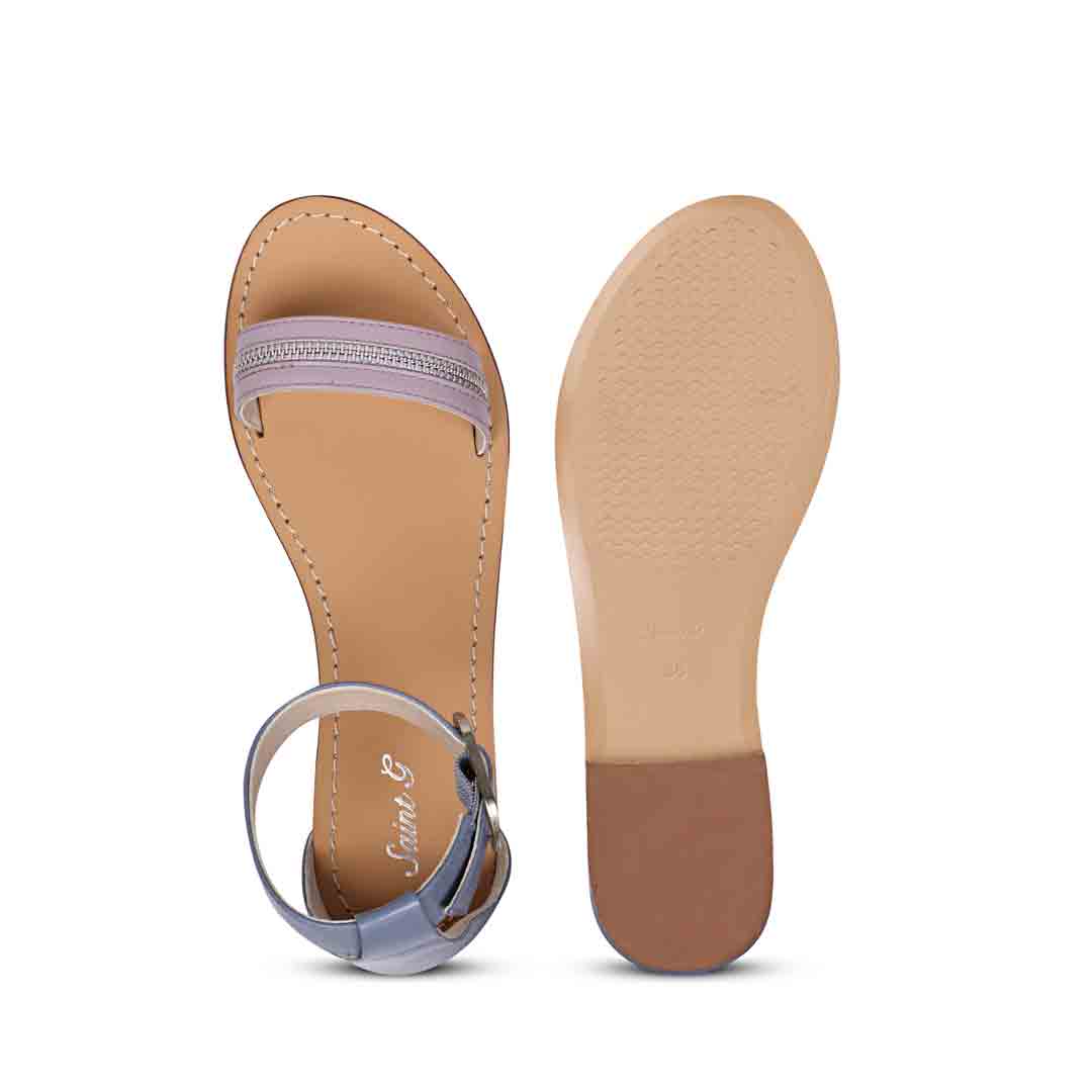 Saint Donelle Zip Decor Lilac Leather Sandals - Image 7