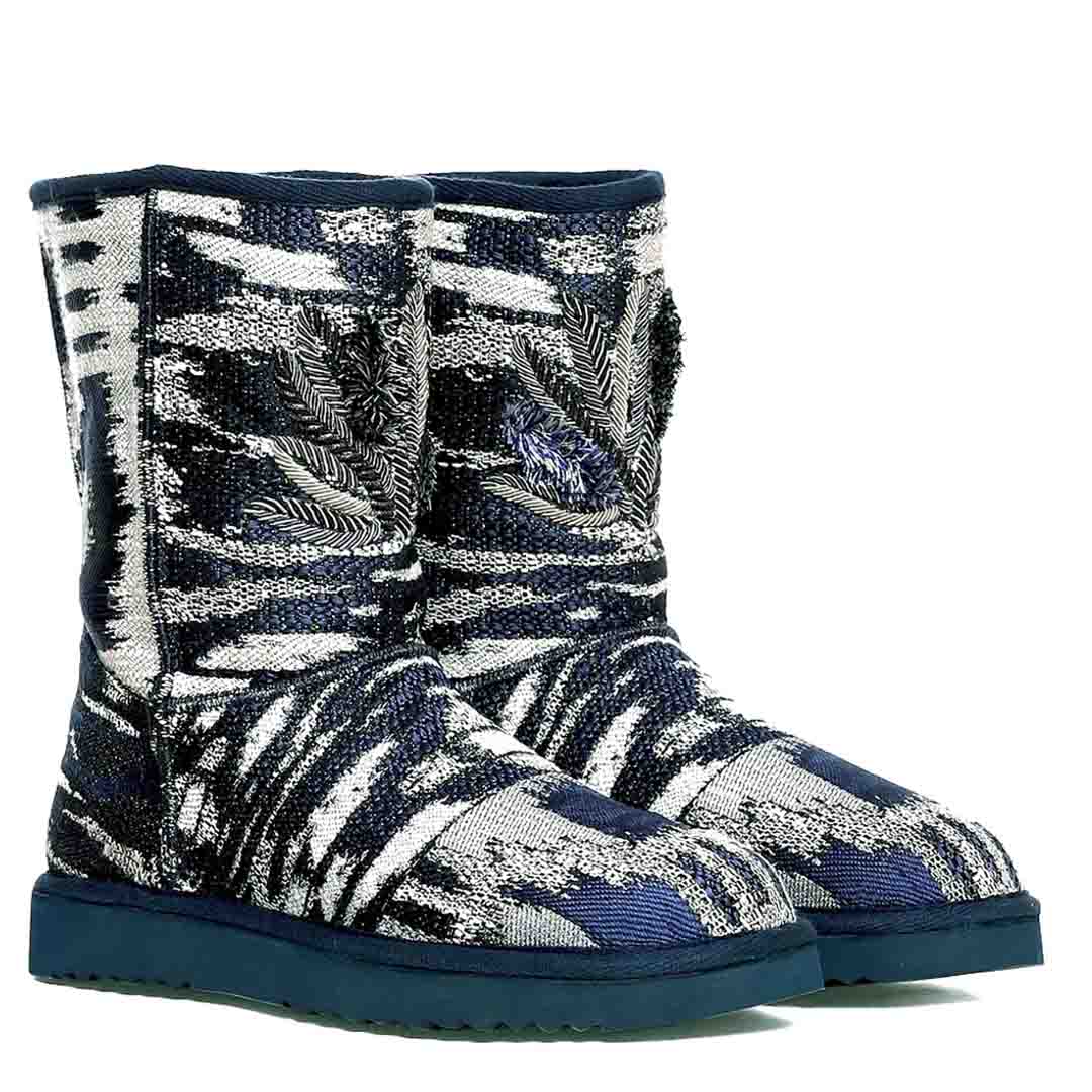 Saint Dorothea Hand Embroidered Italian Fabric Snug Boots - Image 3