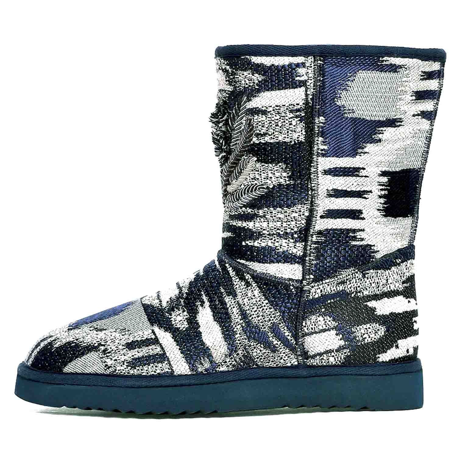 Saint Dorothea Hand Embroidered Italian Fabric Snug Boots - Image 4