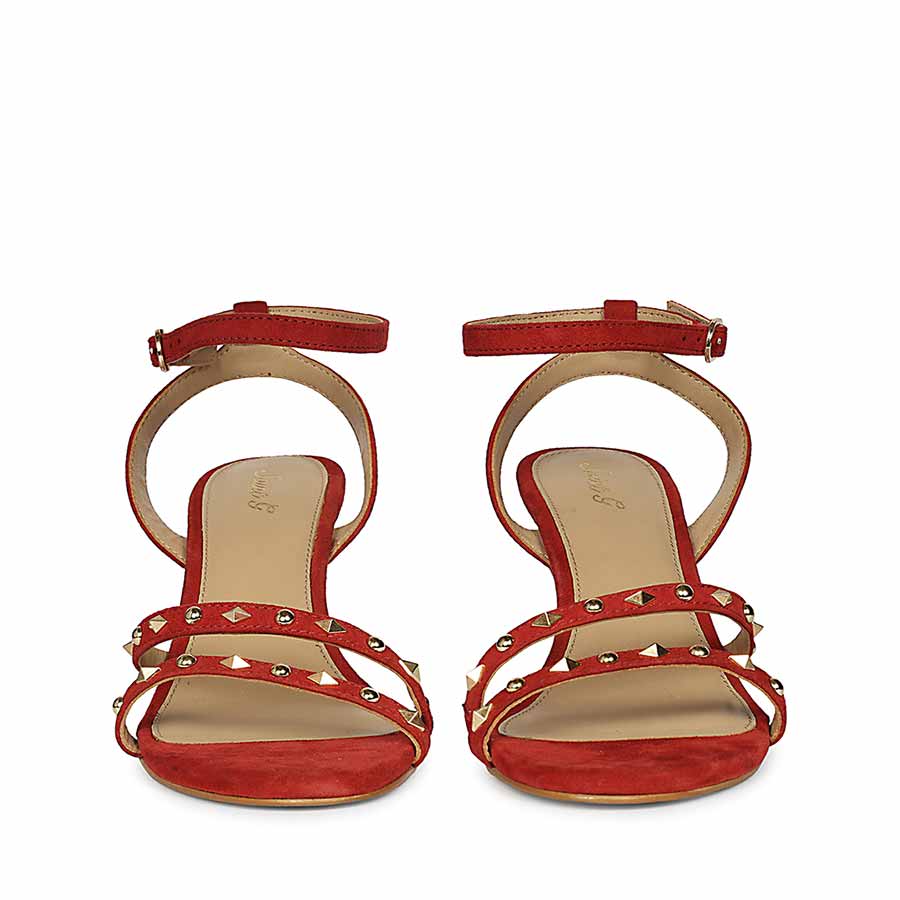 Saint Dovie Studded Red Suede Leather Stilettos - Image 5