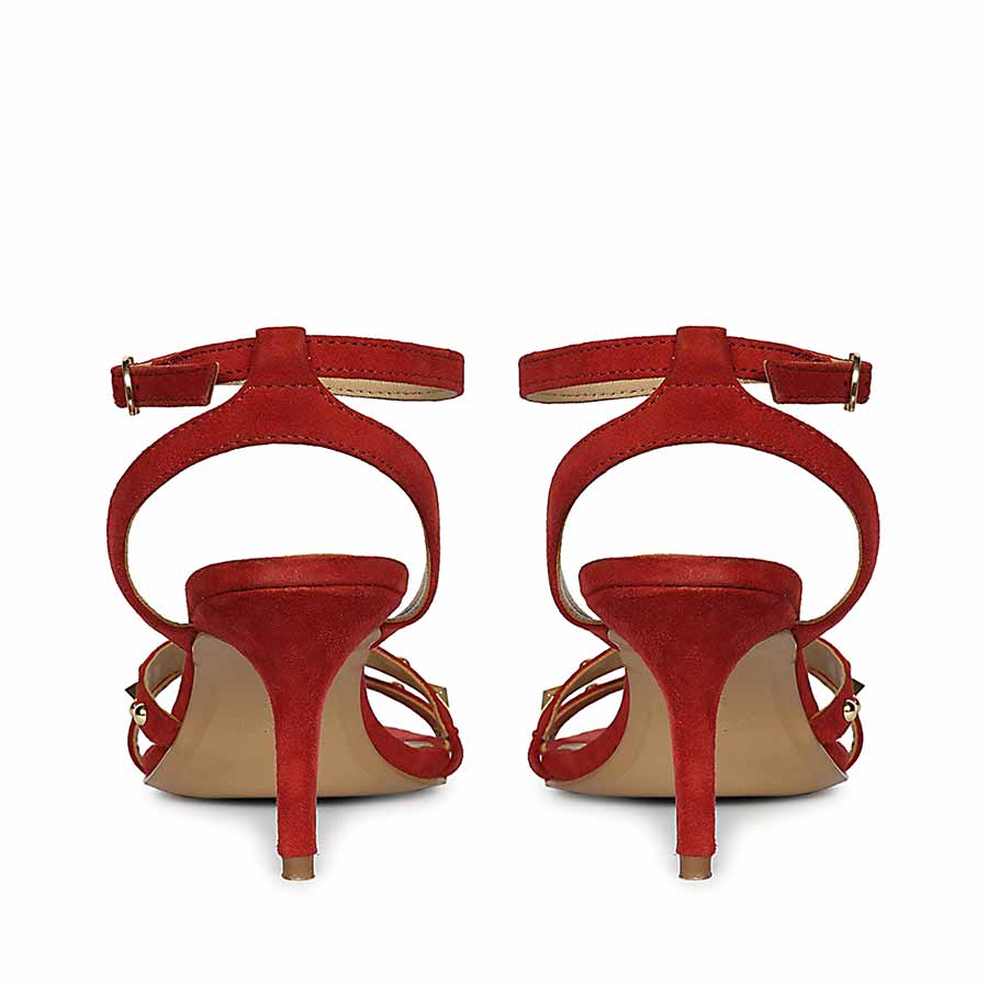 Saint Dovie Studded Red Suede Leather Stilettos - Image 6