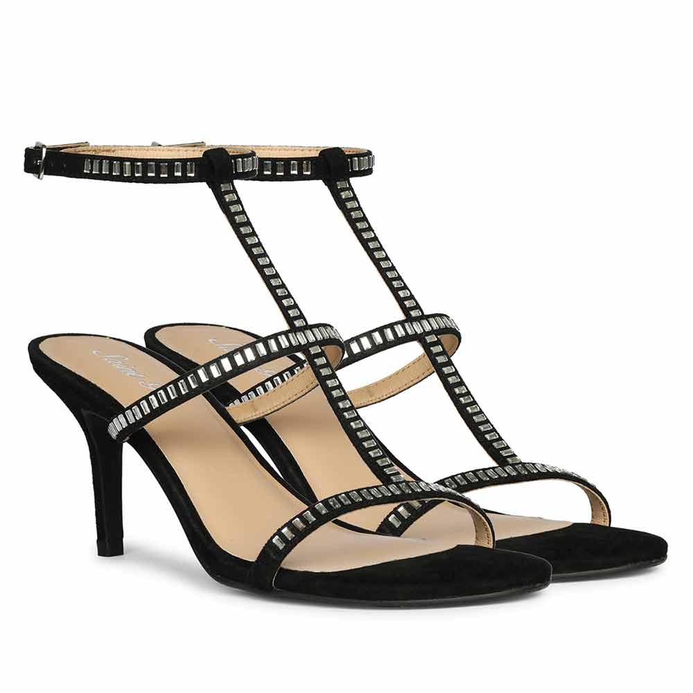 Saint Dylan Strass-Embellished Black Leather Stilettos - Image 3