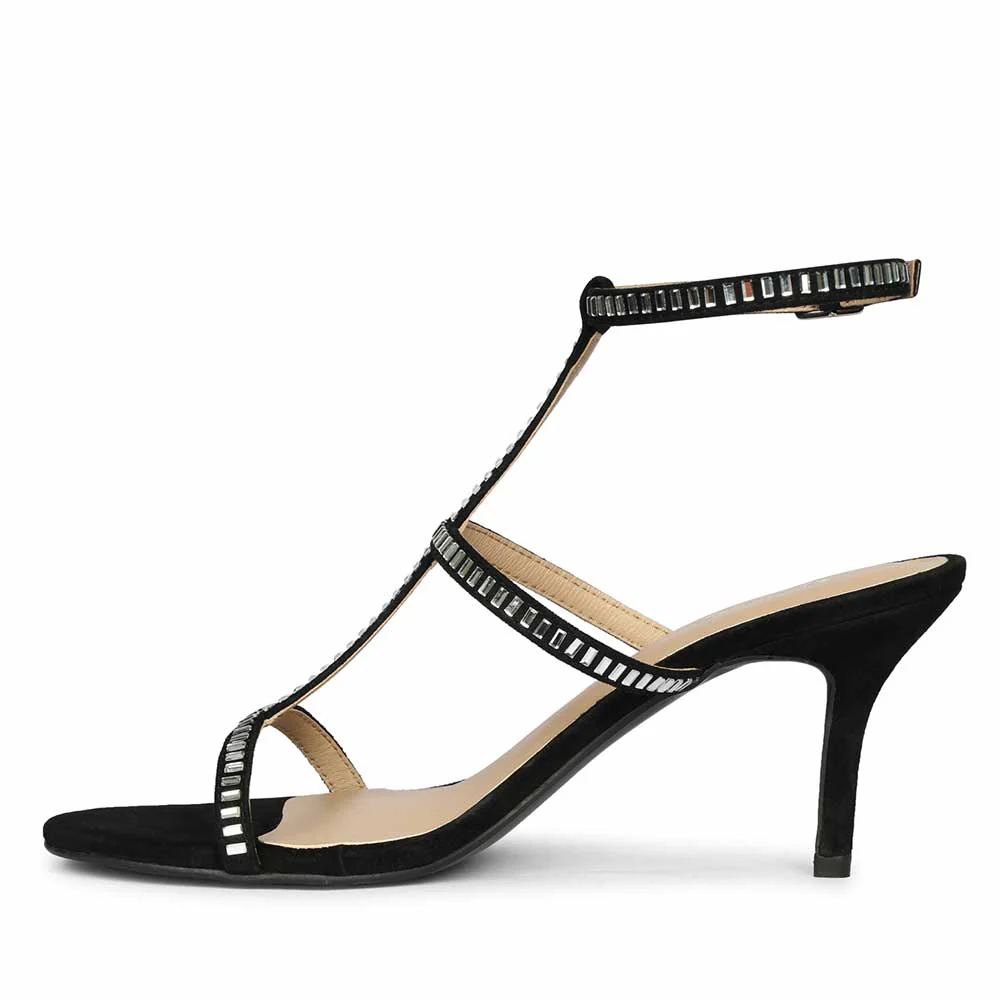 Saint Dylan Strass-Embellished Black Leather Stilettos - Image 4