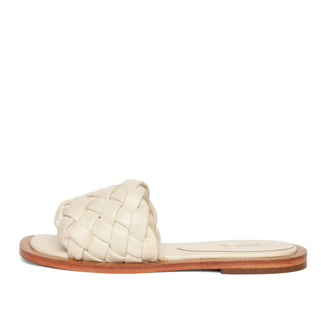 Saint Edetta White Woven Leather Sliders - Image 3