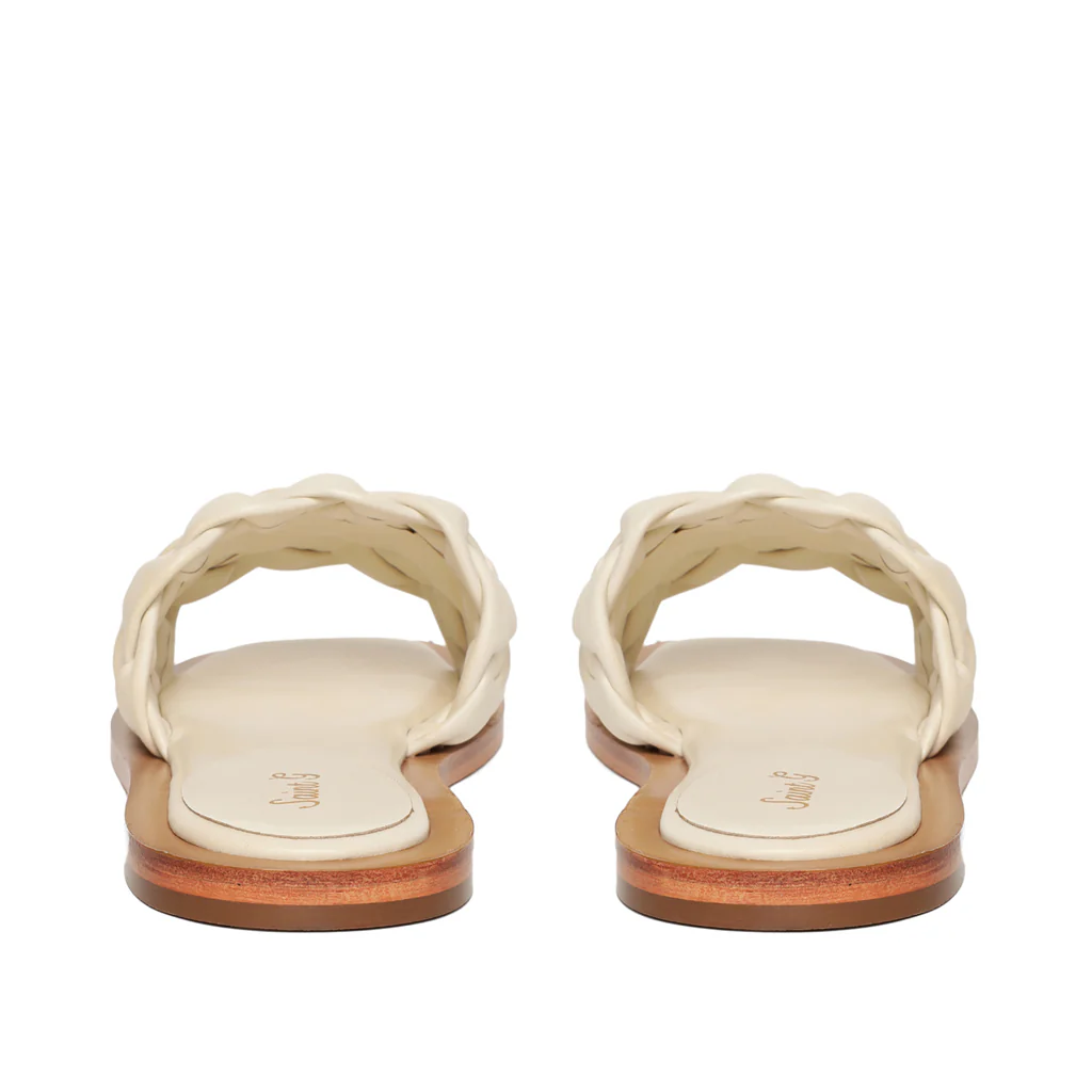 Saint Edetta White Woven Leather Sliders - Image 5