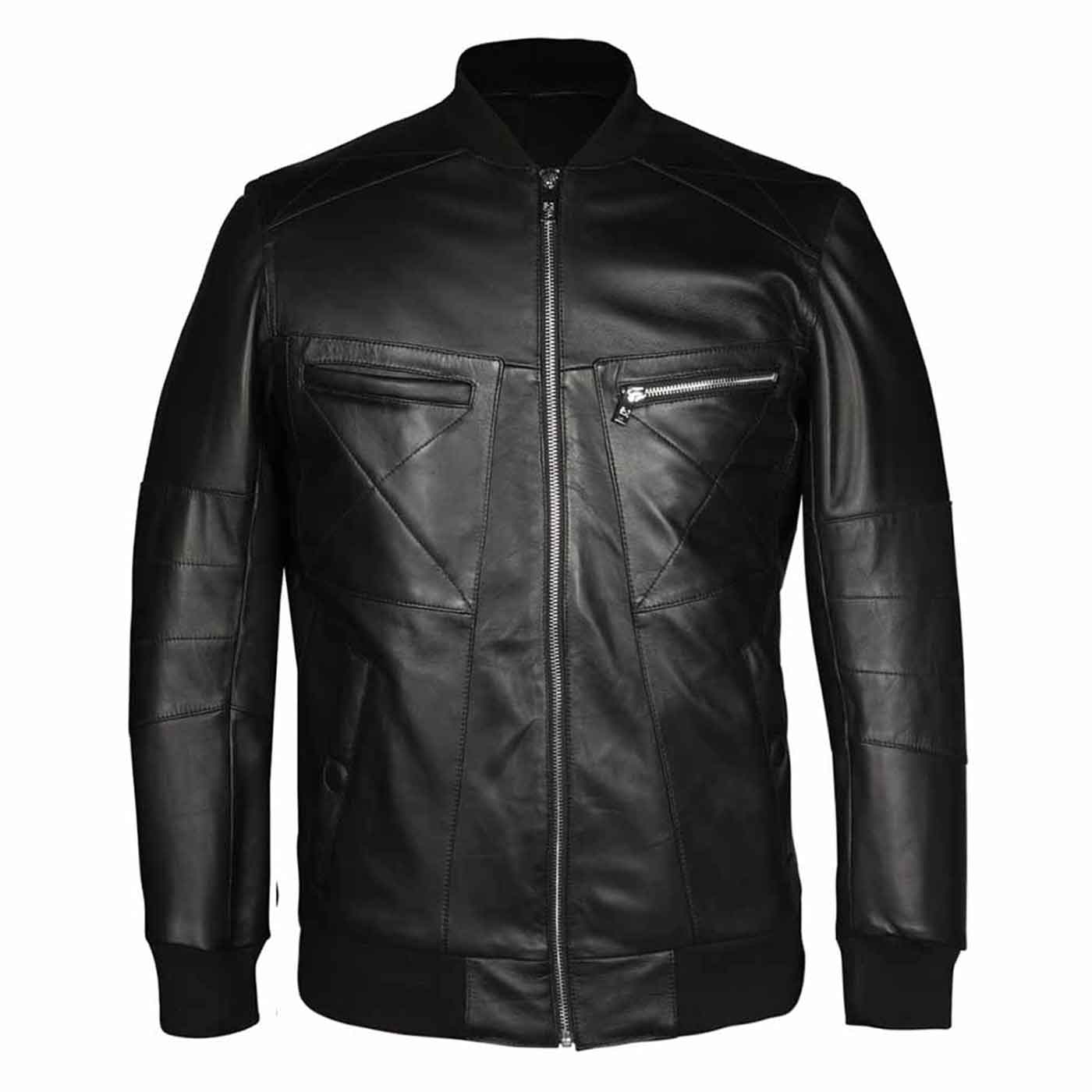 Saint Edith Black Leather Men's Bomber Jackets - Image 2