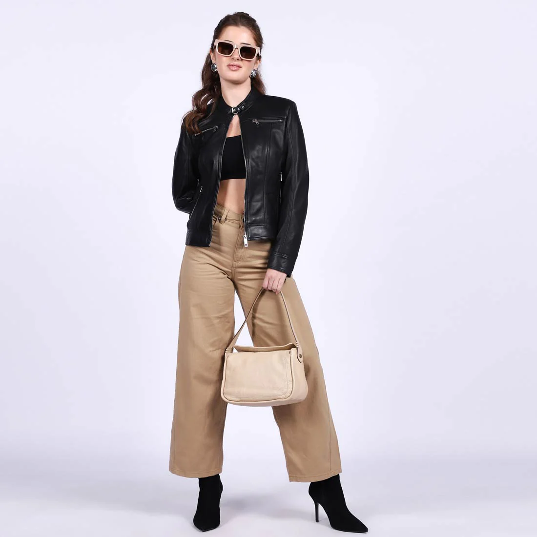 Saint Edwina Black Leather Women Cafe Racer Jackets - Image 2