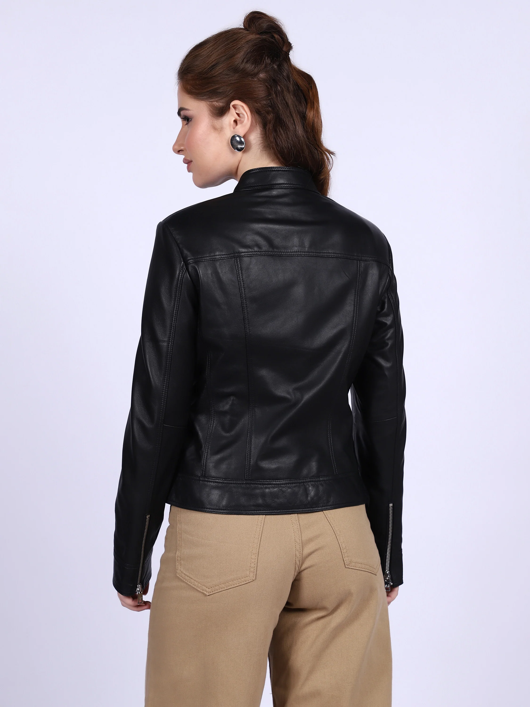 Saint Edwina Black Leather Women Cafe Racer Jackets - Image 3
