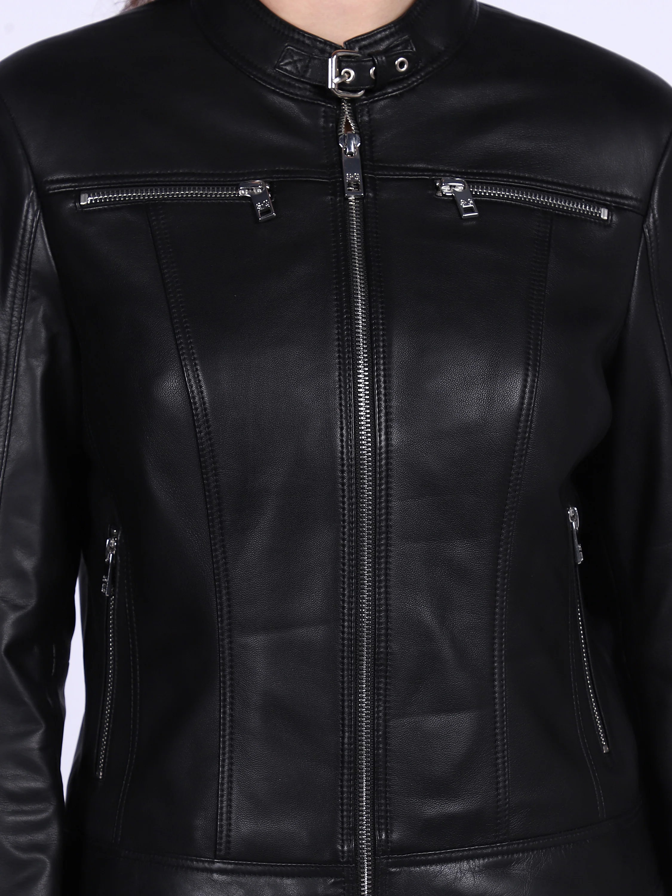 Saint Edwina Black Leather Women Cafe Racer Jackets - Image 4