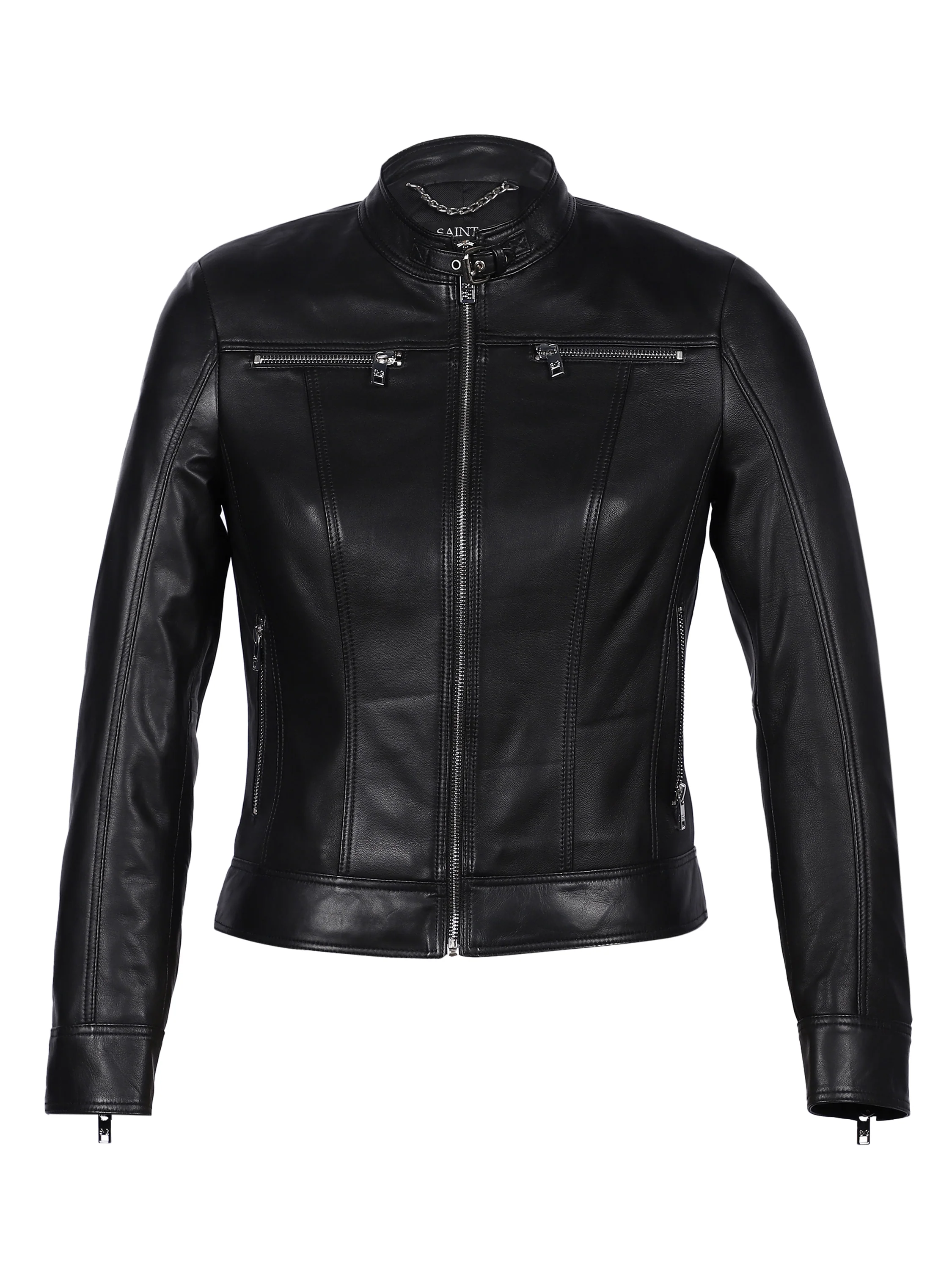 Saint Edwina Black Leather Women Cafe Racer Jackets - Image 6