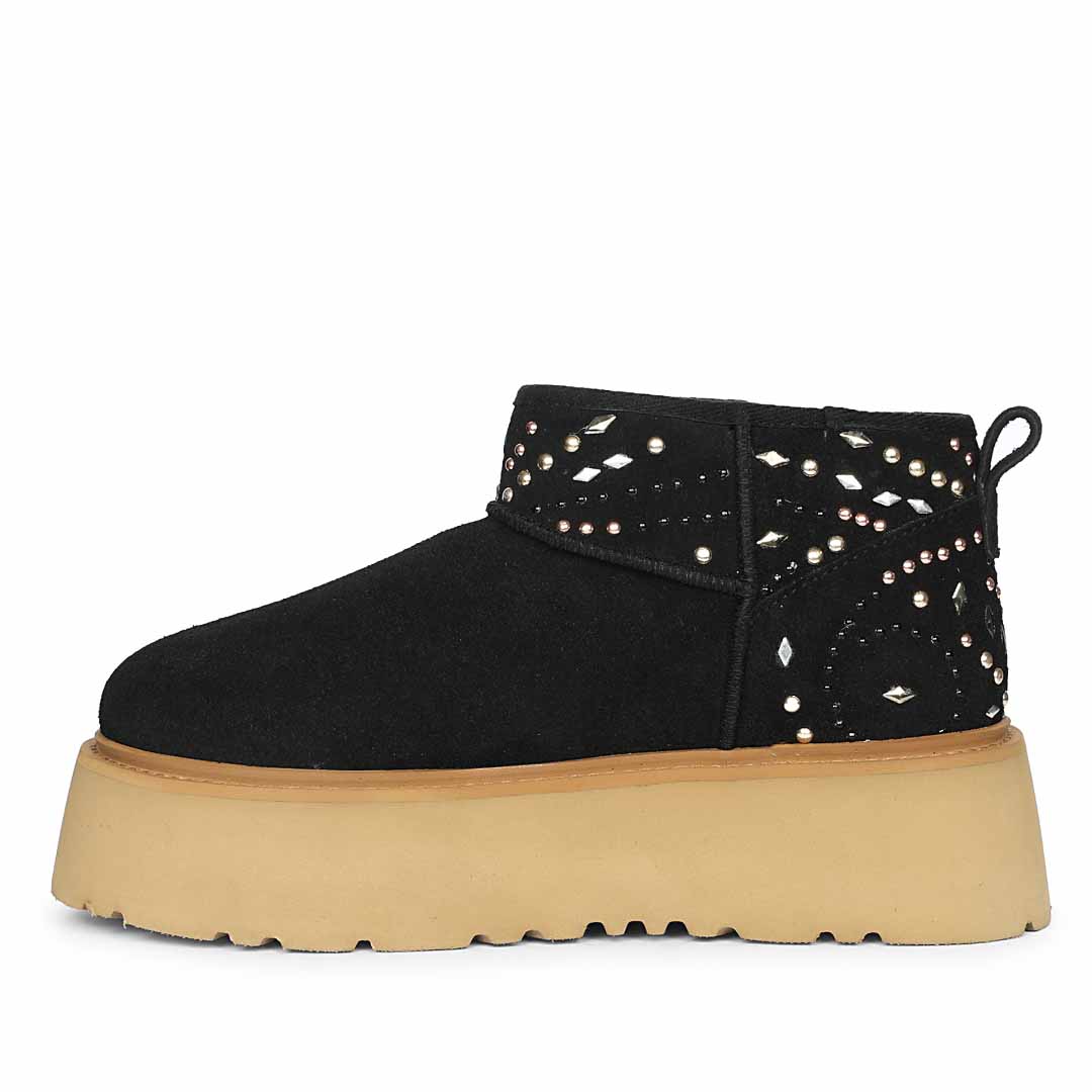 Saint Eislyn Studded Black Suede Leather Platform Boots - Image 3