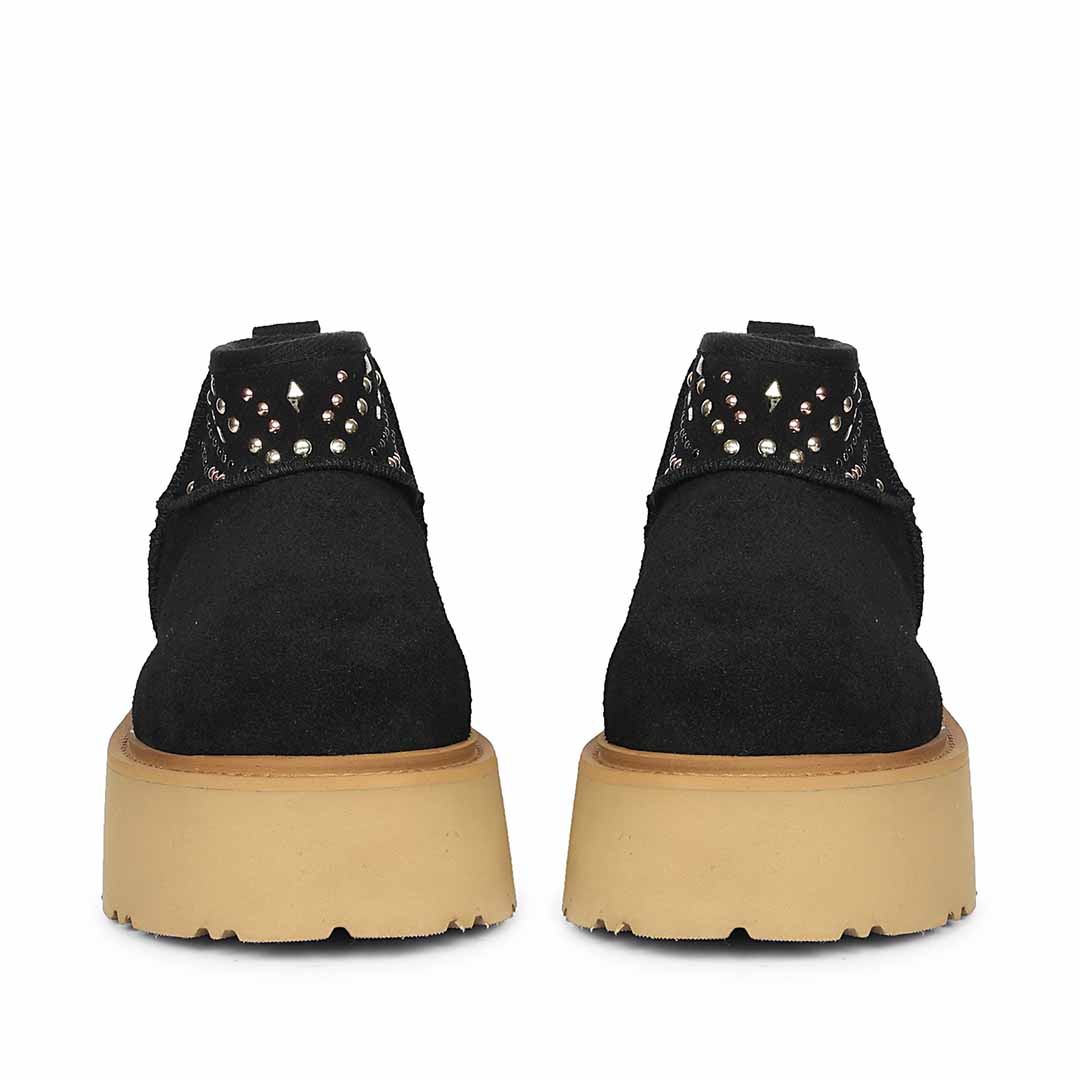 Saint Eislyn Studded Black Suede Leather Platform Boots - Image 4