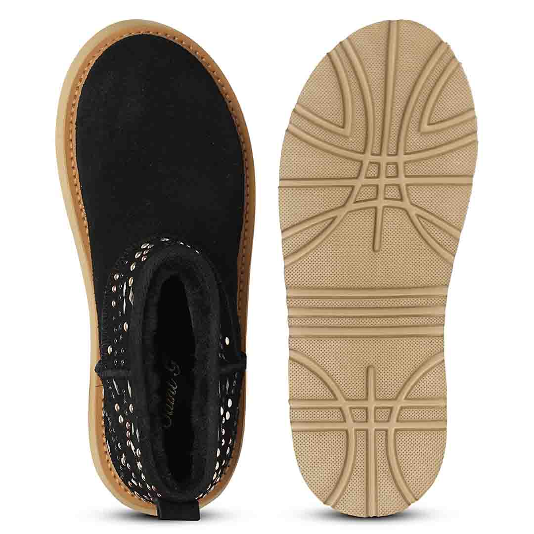 Saint Eislyn Studded Black Suede Leather Platform Boots - Image 7