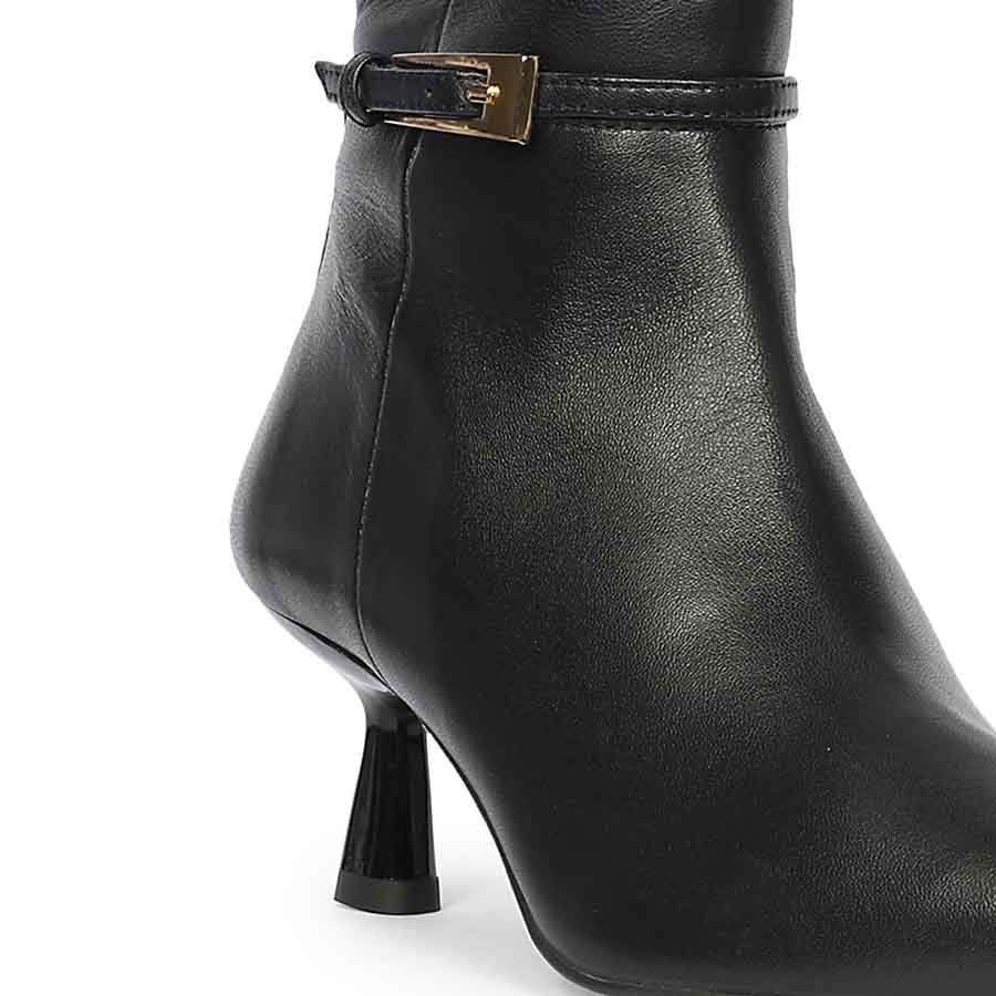 Saint Elara Buckle Embellished Black Leather Long Boots - Image 7