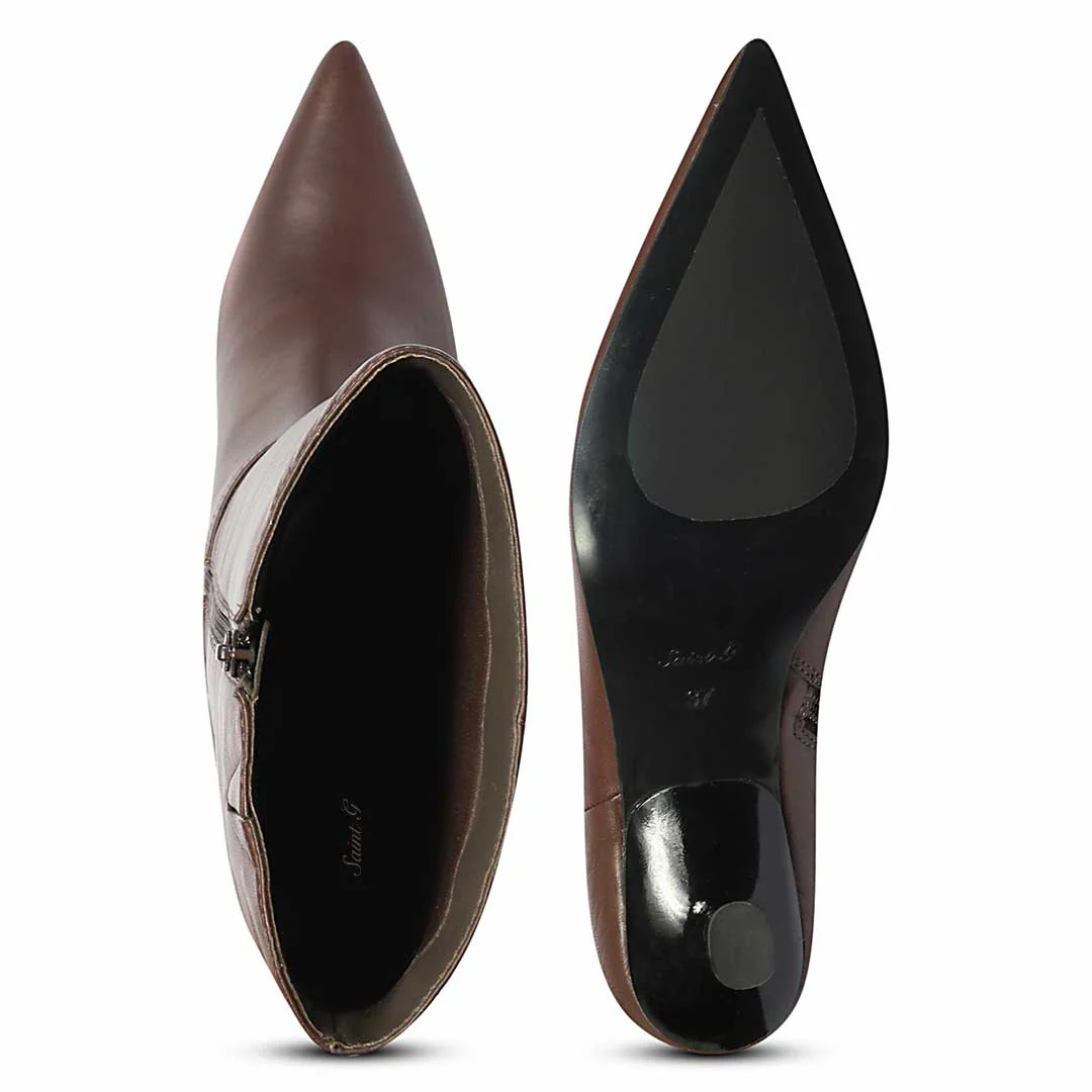 Saint Elara Buckle Embellished Brown Leather Long Boots - Image 7