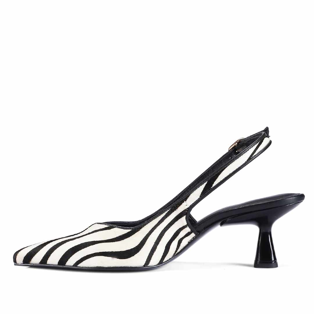 Saint Elara Zebra-Print Slingback Leather Pumps - Image 4