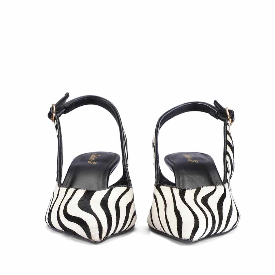 Saint Elara Zebra-Print Slingback Leather Pumps - Image 5