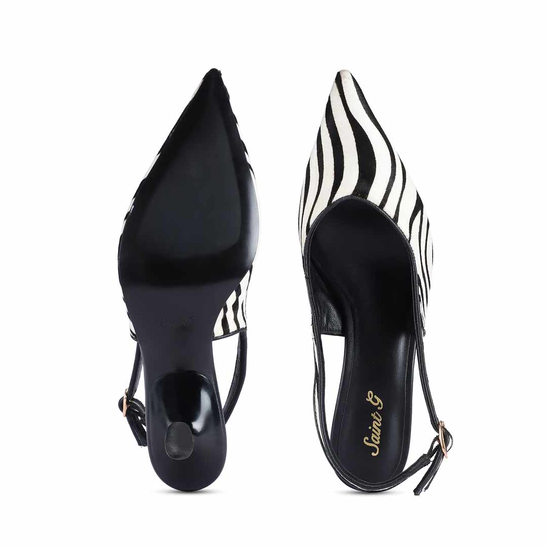 Saint Elara Zebra-Print Slingback Leather Pumps - Image 8