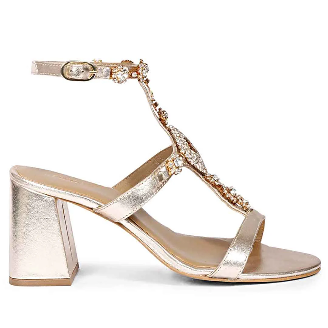 Saint Elettra platin Leather Multi Stone Jewel Heels