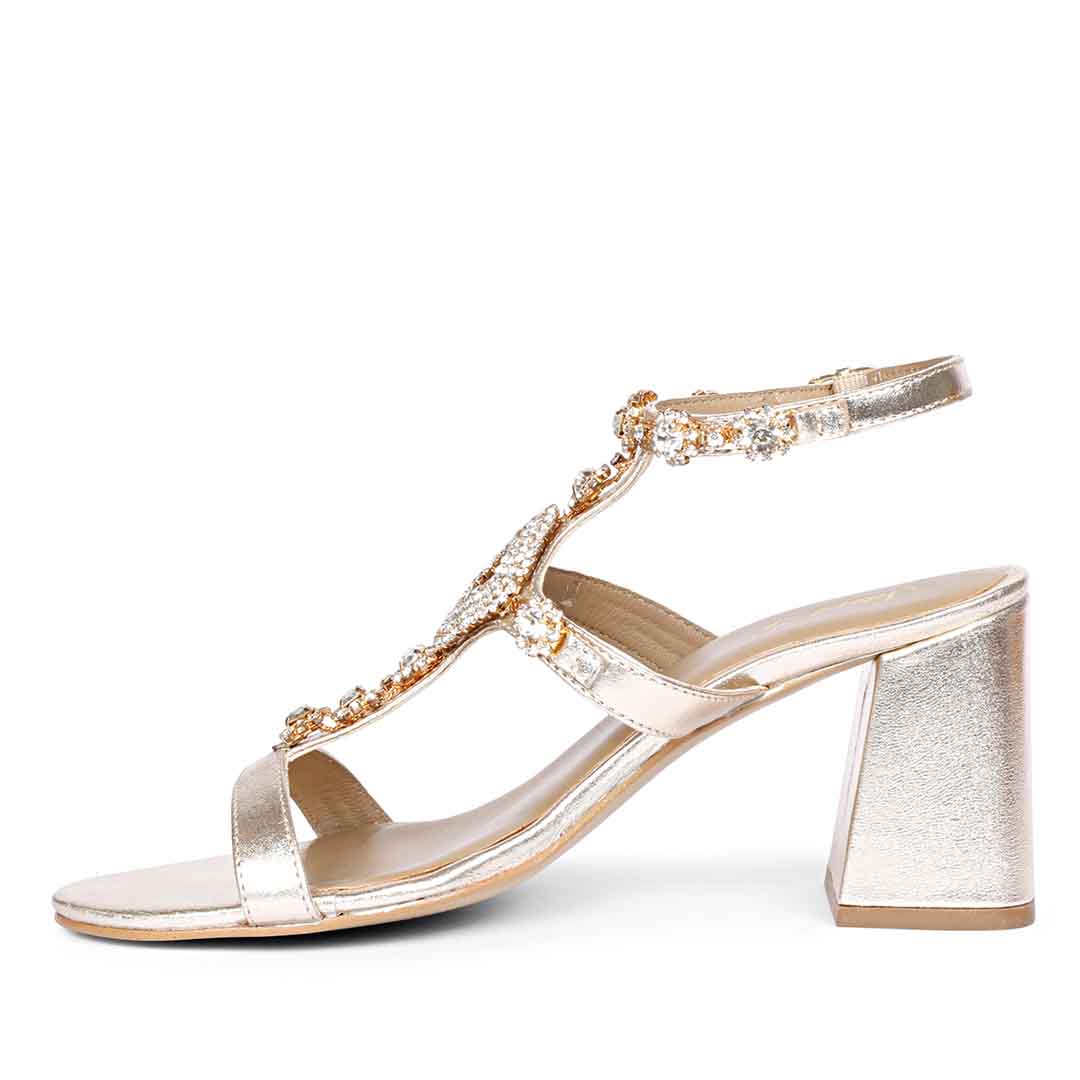 Saint Elettra platin Leather Multi Stone Jewel Heels - Image 4
