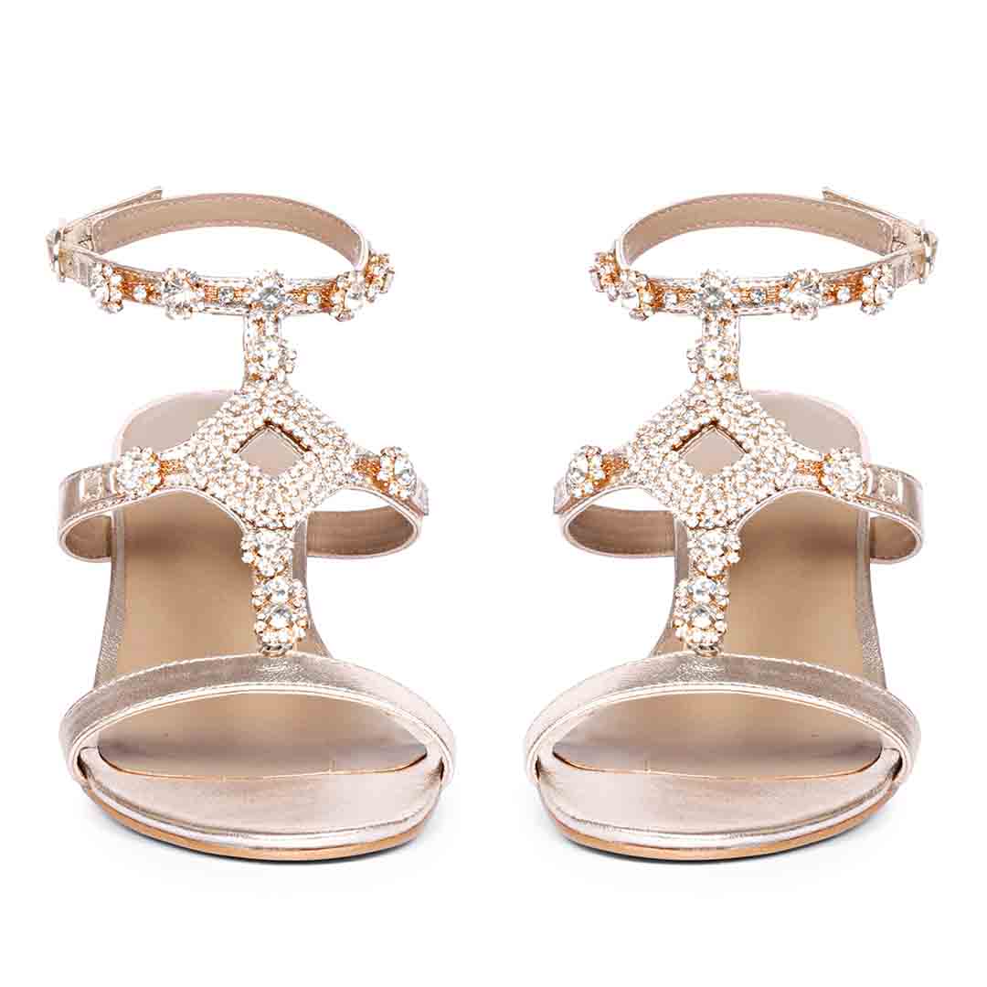 Saint Elettra platin Leather Multi Stone Jewel Heels - Image 5