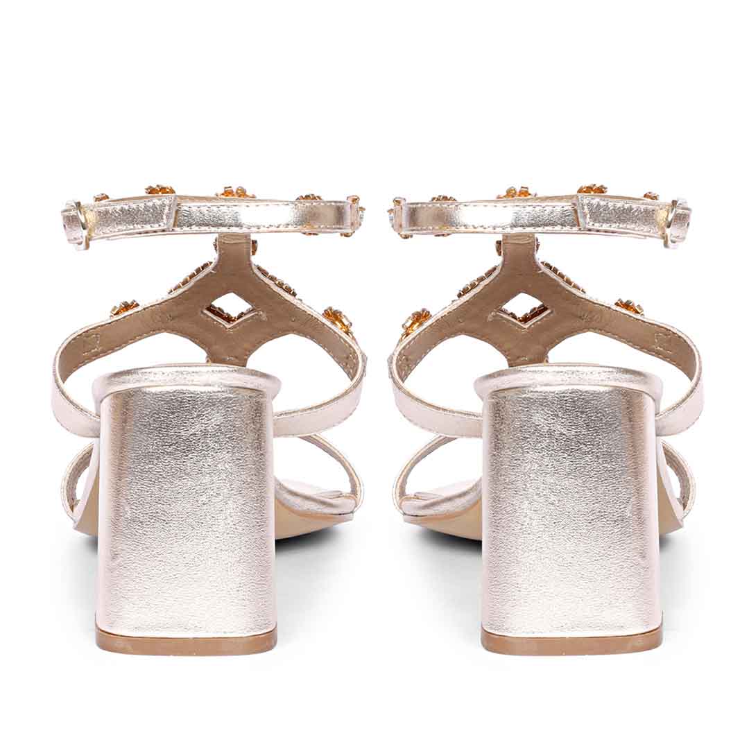 Saint Elettra platin Leather Multi Stone Jewel Heels - Image 6
