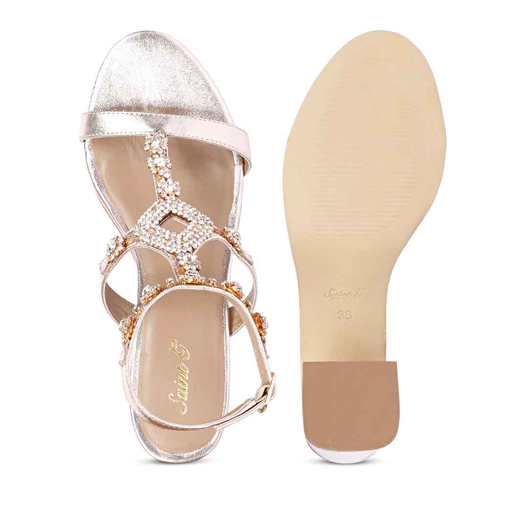 Saint Elettra platin Leather Multi Stone Jewel Heels - Image 7