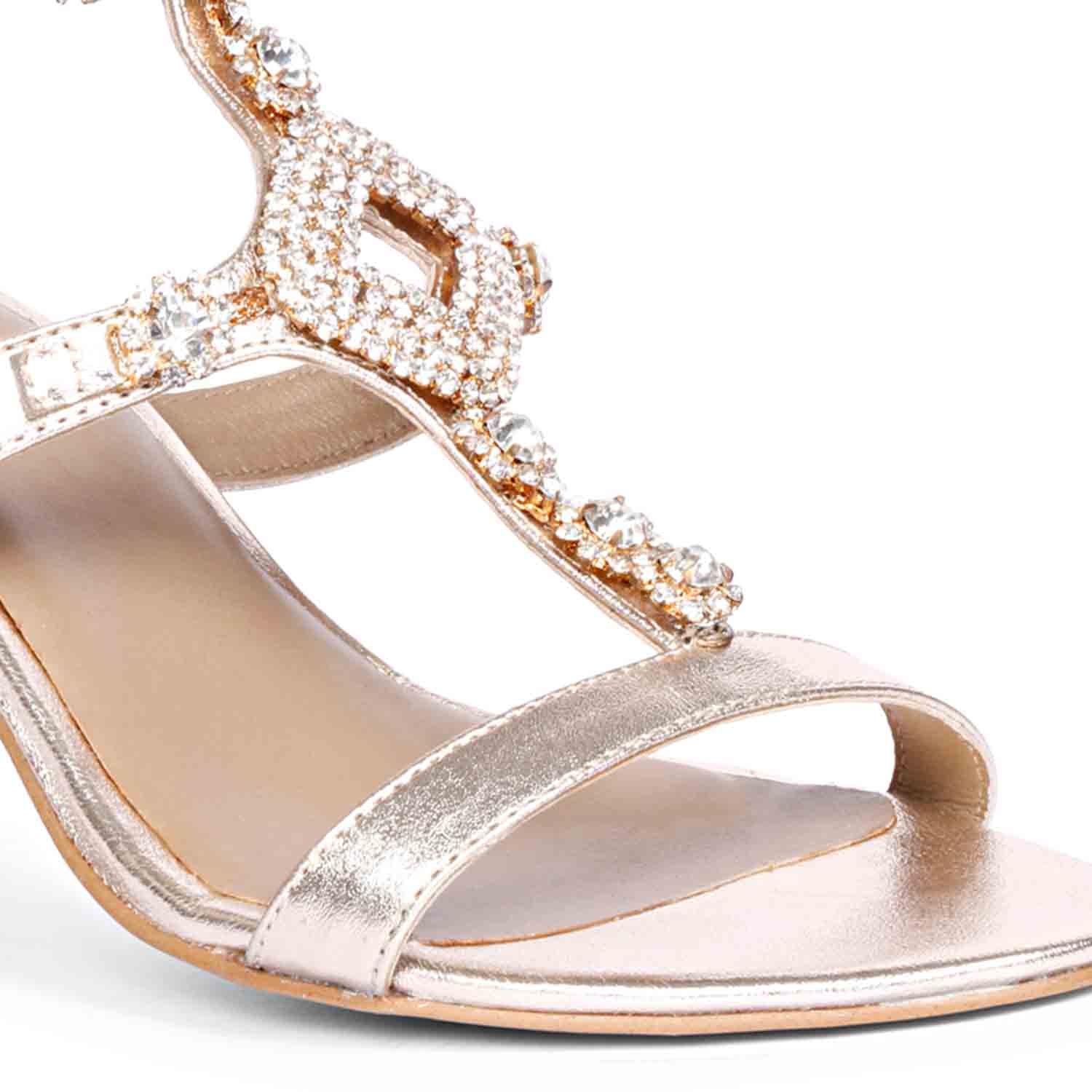 Saint Elettra platin Leather Multi Stone Jewel Heels - Image 8