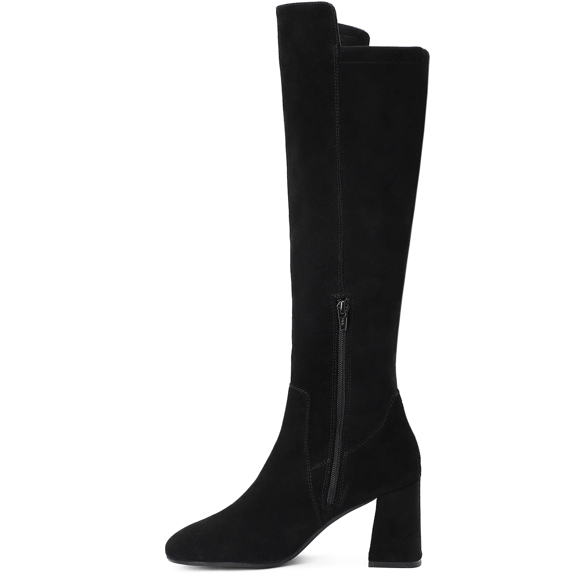 Saint Elexis Black Suede Leather Knee High Boots - Image 3