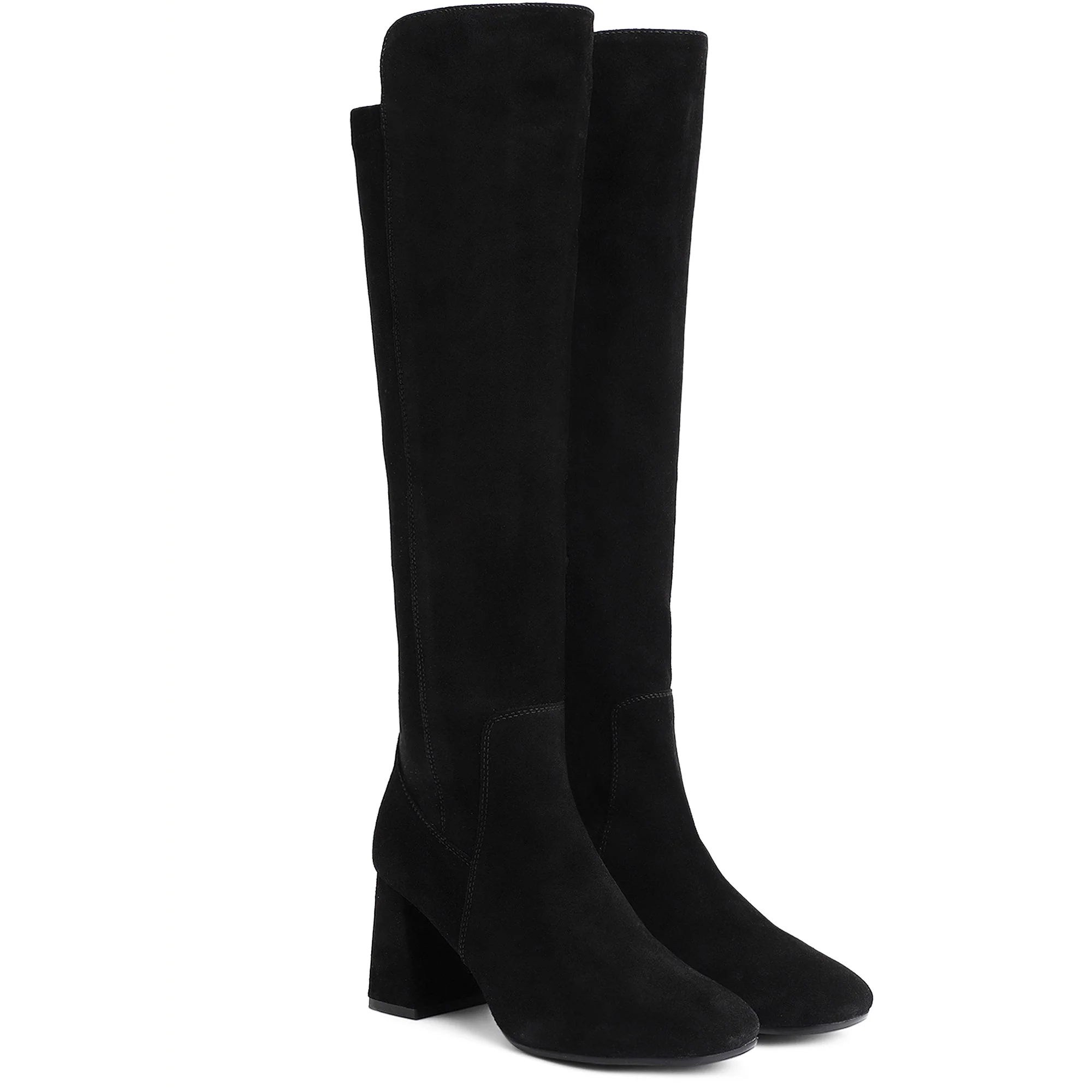 Saint Elexis Black Suede Leather Knee High Boots - Image 4