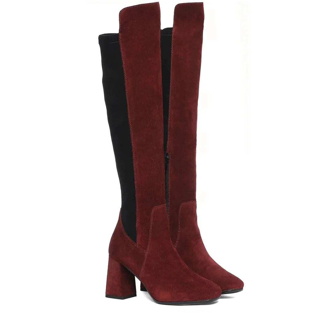Saint Elexis Maroon Leather Knee High Boots - Image 3