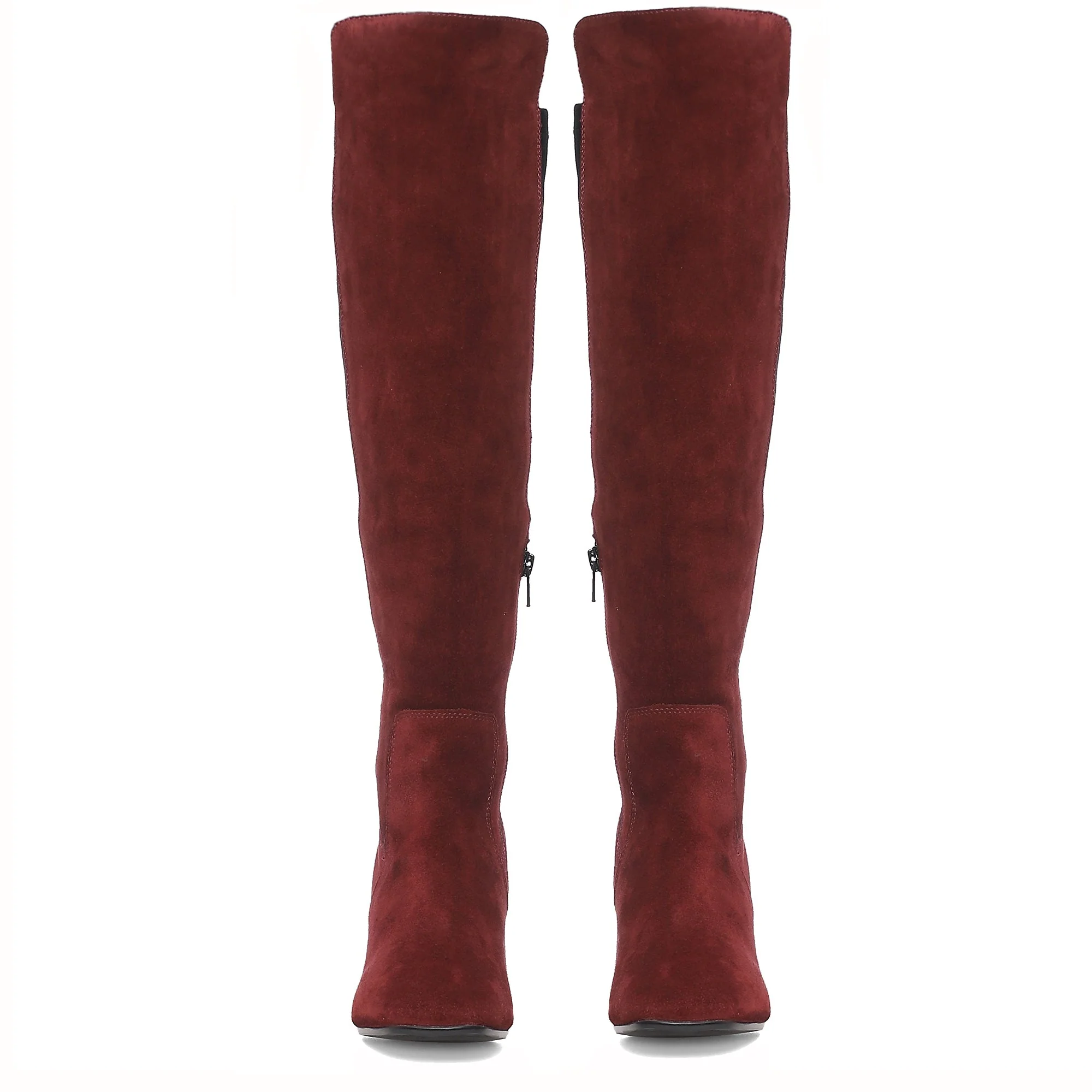 Saint Elexis Maroon Leather Knee High Boots - Image 5