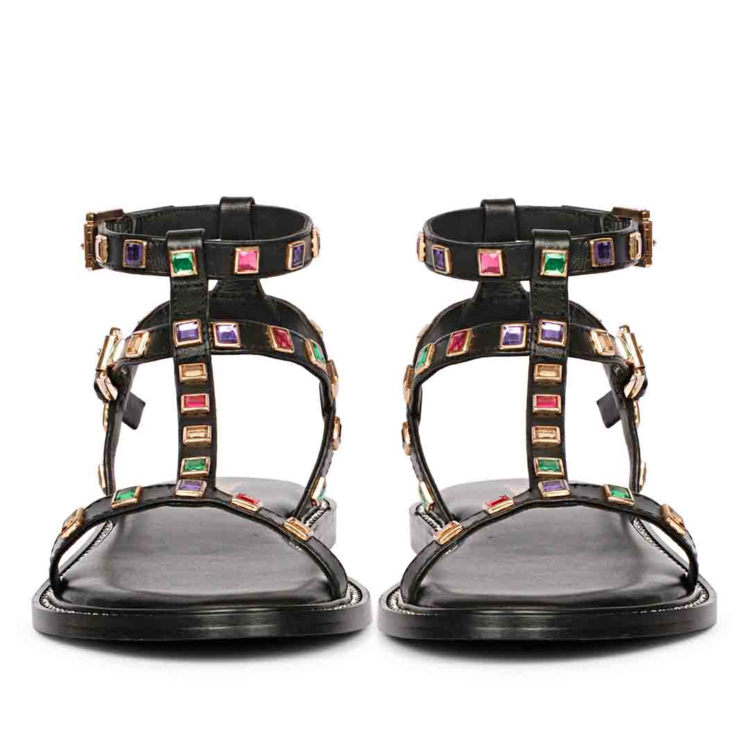 Saint Scarlett Black Leather Flat Sandal. - Image 5