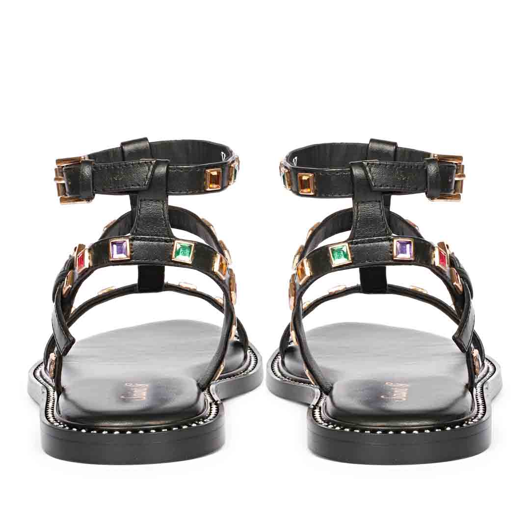 Saint Scarlett Black Leather Flat Sandal. - Image 6
