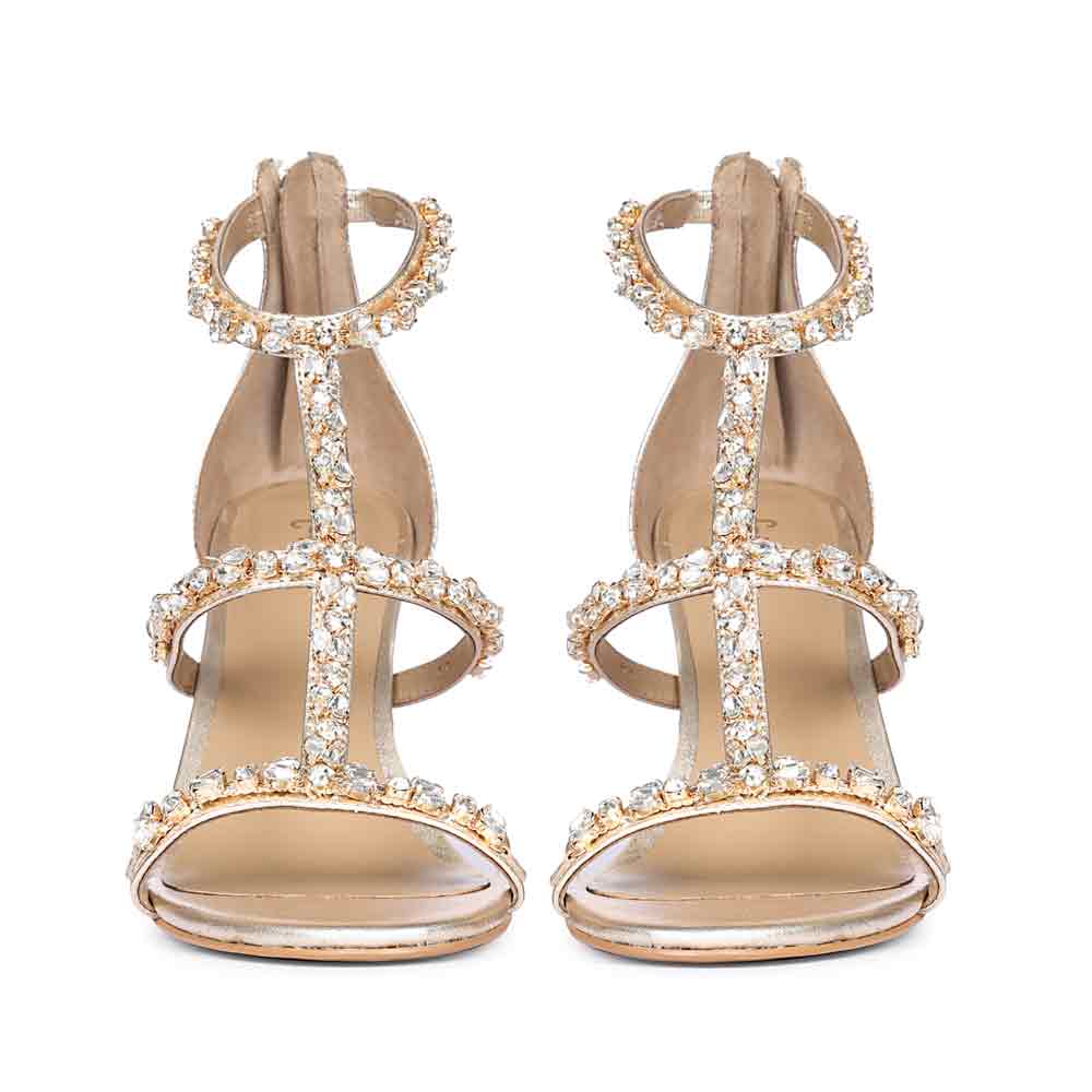 Saint Ella Stone Embellished Metallic Gold Leather Stilettos - Image 5