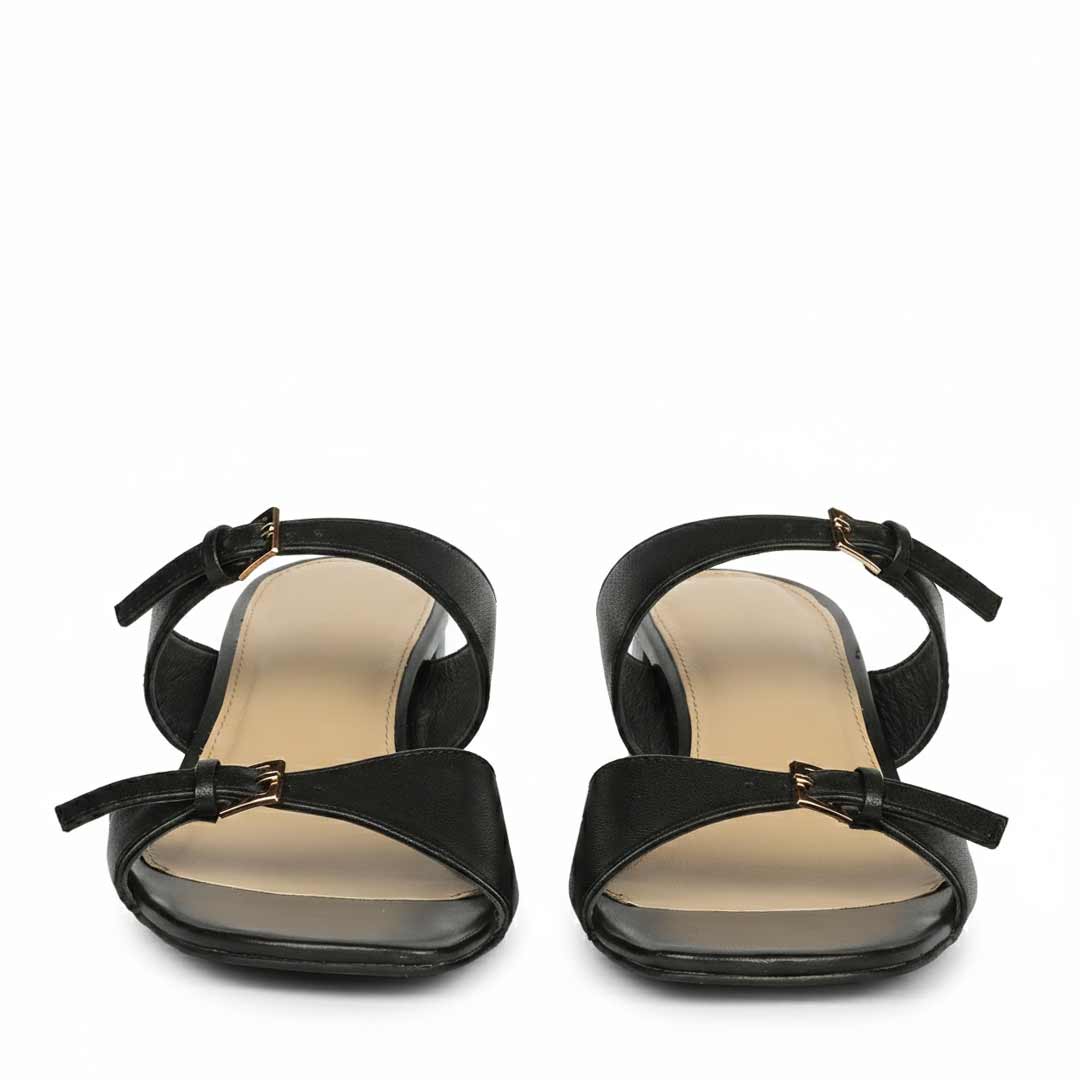Saint Ellery Buckle Black Leather Block Heel Sandals - Image 5