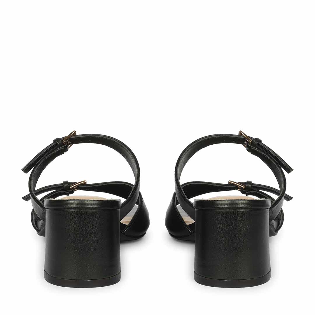 Saint Ellery Buckle Black Leather Block Heel Sandals - Image 6