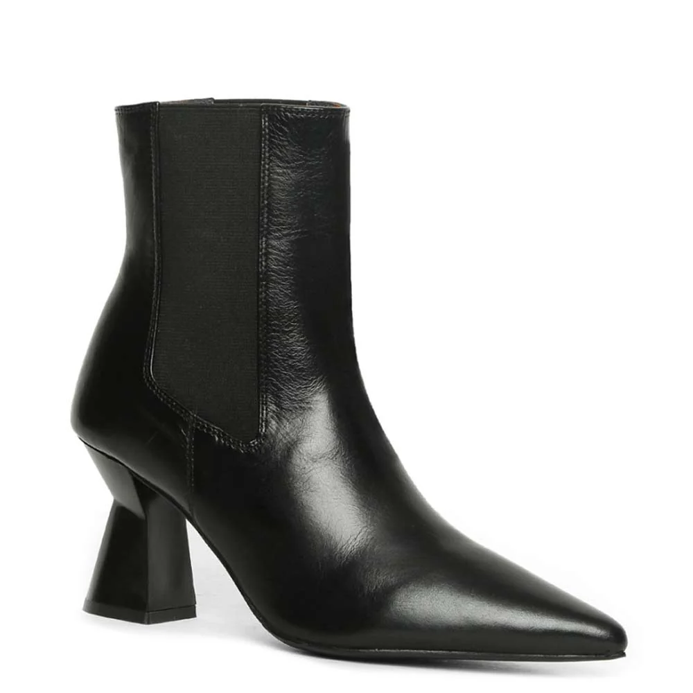 Saint Elliana Black Leather Sculpted Heel Inside Zip Boots - Image 3